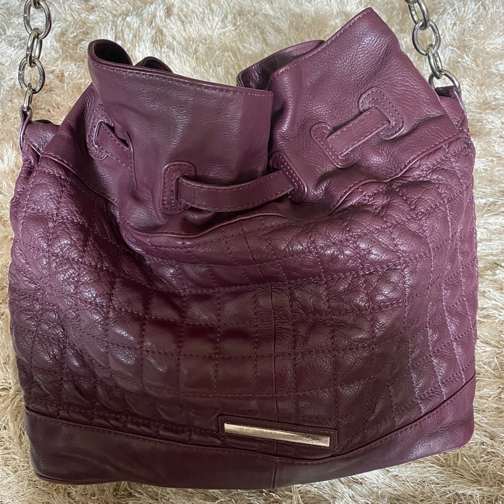 BCBG Max Azria Plum Leather Large Hobo - Picture 6 of 7